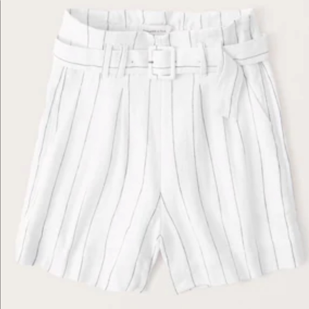 Abercrombie and Fitch linen belted striped shorts